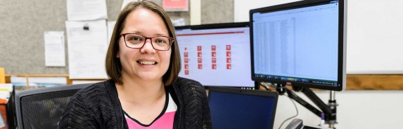 Tonia Pittman, assistant director of University Housing Residence Halls Facilities, is pictured in her office at Turner House at the University of Wisconsin-Madison on March 20, 2018. Pittman is one of eight recipients of a 2018 University Staff Recognition Award.