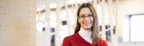 Isa Dolski, associate director for the Center for Healthy Minds, is pictured at the Center for Healthy Minds at the University of Wisconsin–Madison on April 5, 2022. Dolski is one of eleven recipients of a 2022 Academic Staff Excellence Award (ASEA).