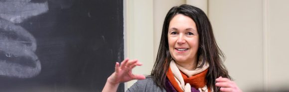 Barbara Rodríguez-Guridi, Spanish language coordinator and teaching faculty in the Department of Spanish and Portuguese at the University of Wisconsin–Madison, is pictured after teaching Spanish 325: Advanced Conversation in Sterling Hall on March 21, 2024. Rodríguez-Guridi is one of ten recipients of a 2024 Academic Staff Excellence Award (ASEA).